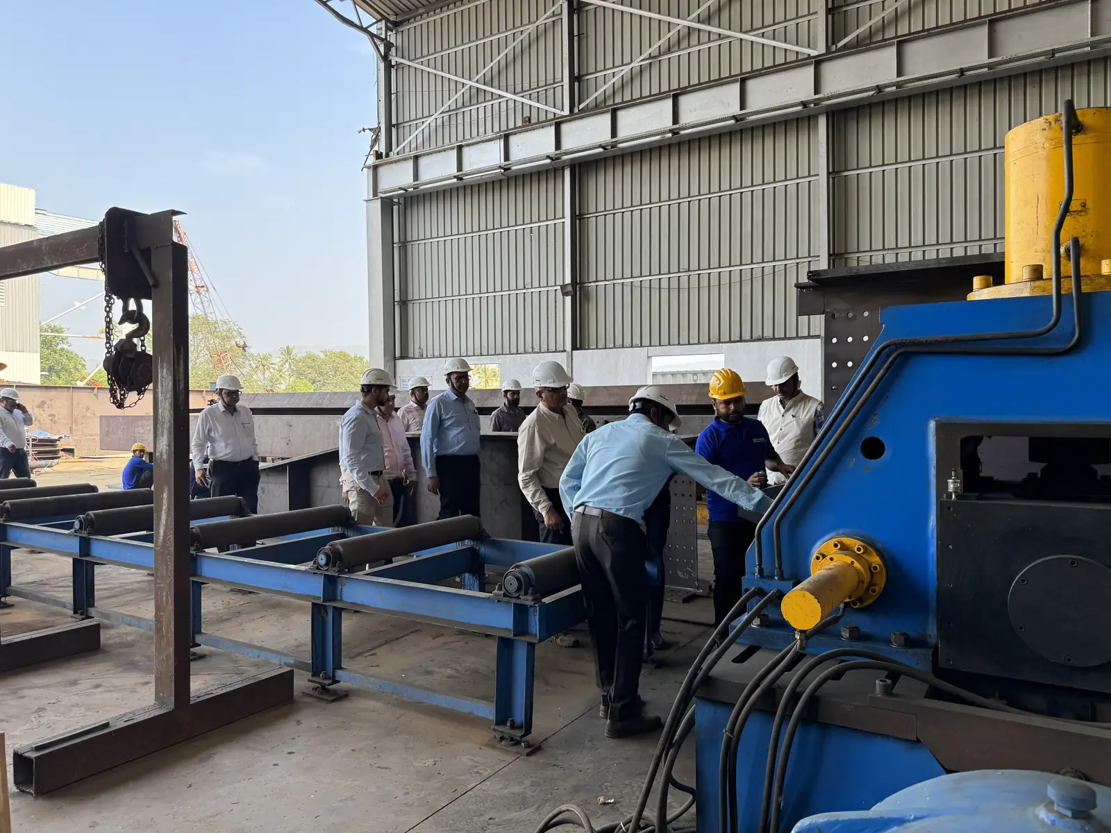 SPMPL engineers inspecting fabricated steel at the Palghar works